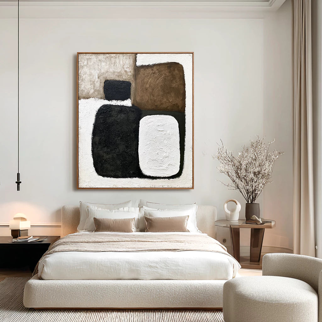 Wabi-Sabi Black & Brown Geometric Abstract Wall Art #WA117