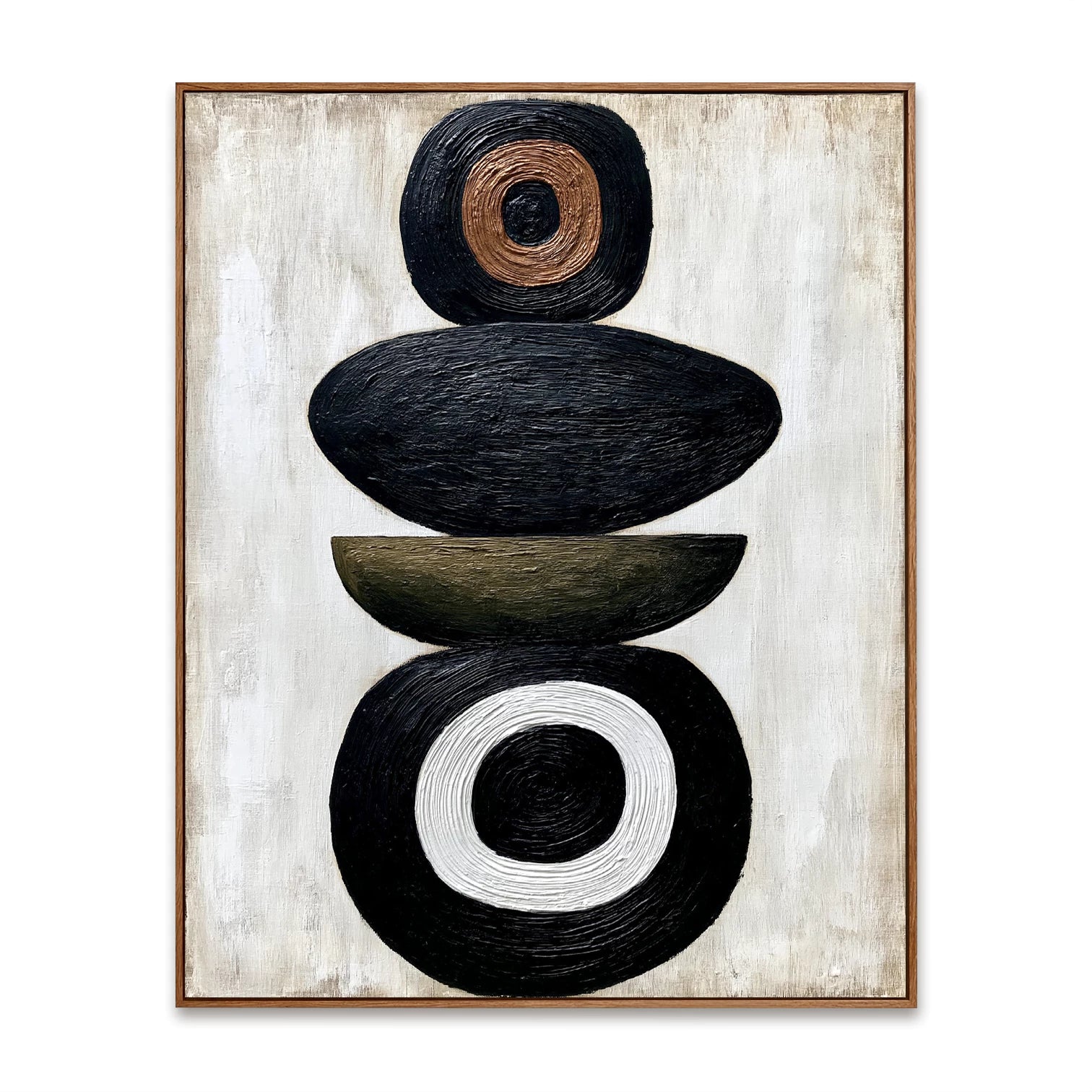 Minimalist Earth Tone Stacked Shapes Canvas Artwork #WA116