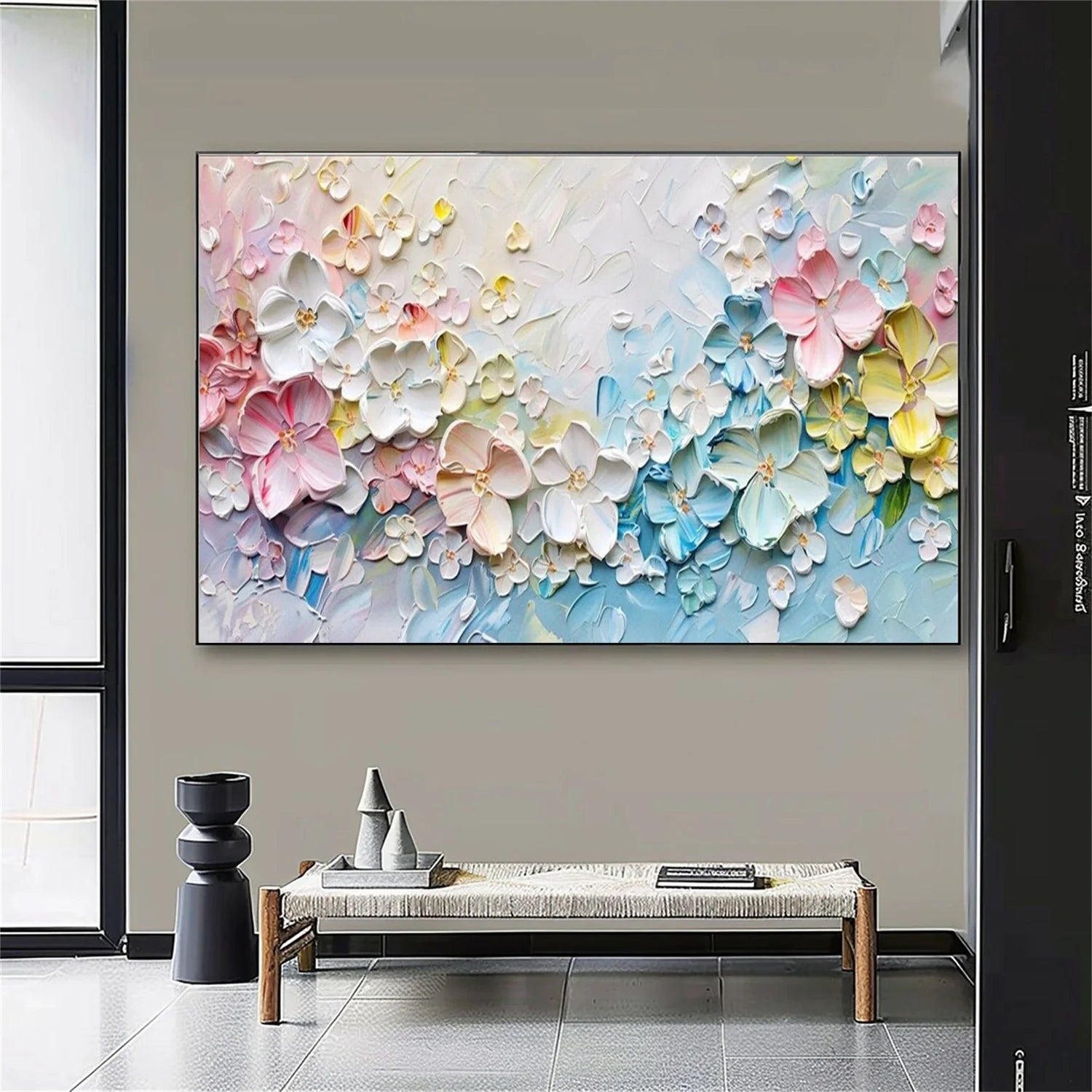 Colorful Flower & Tree Abstract Textured Wall Art #FT088