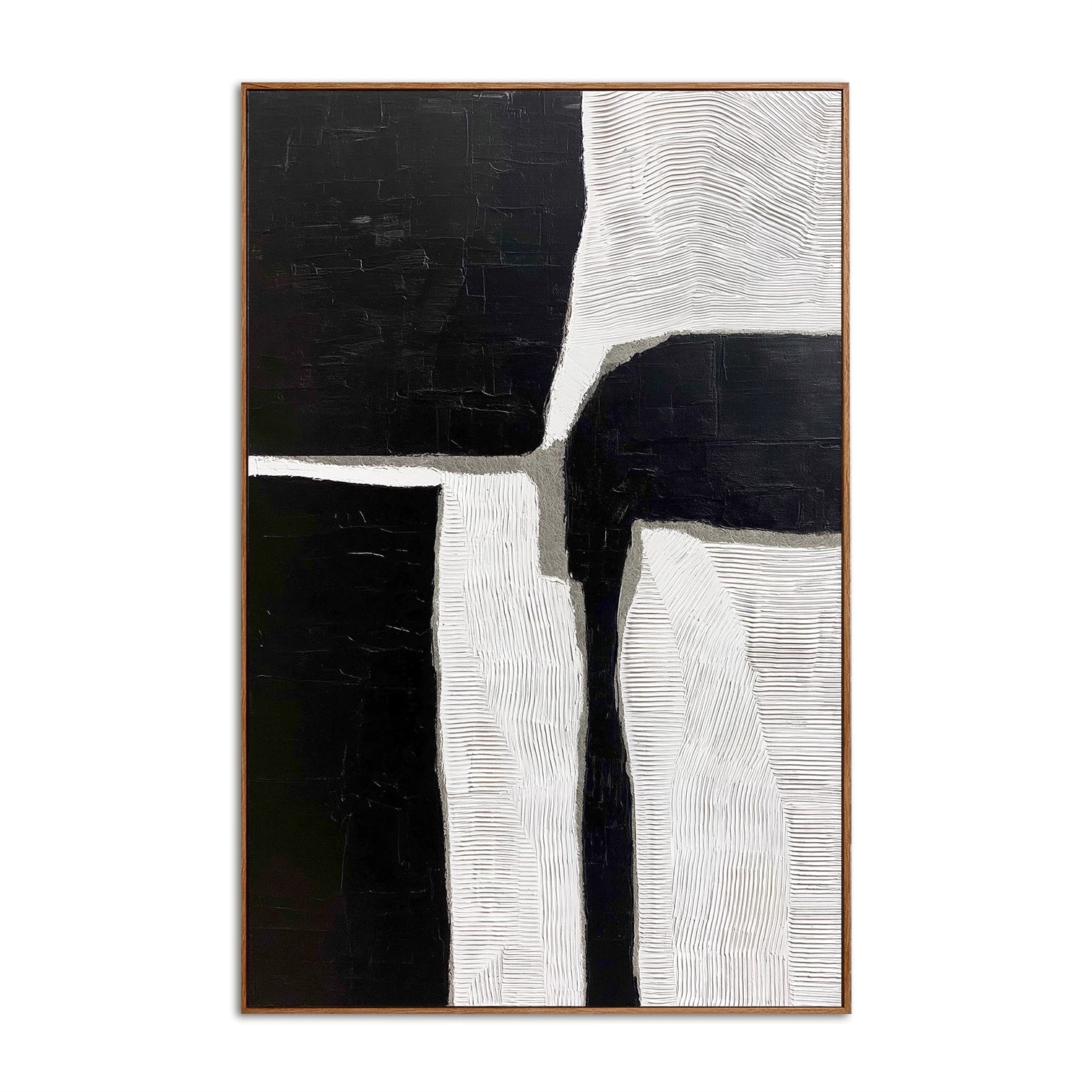 Black & White Textured Abstract Impasto Oil Painting #WA113