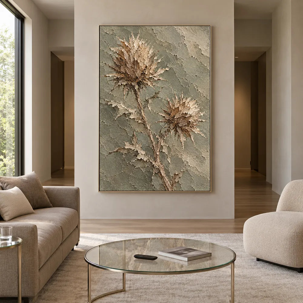 Sage Hand-Painted Botanical Painting, Two Spiky Seed Heads #VCDVWJAC