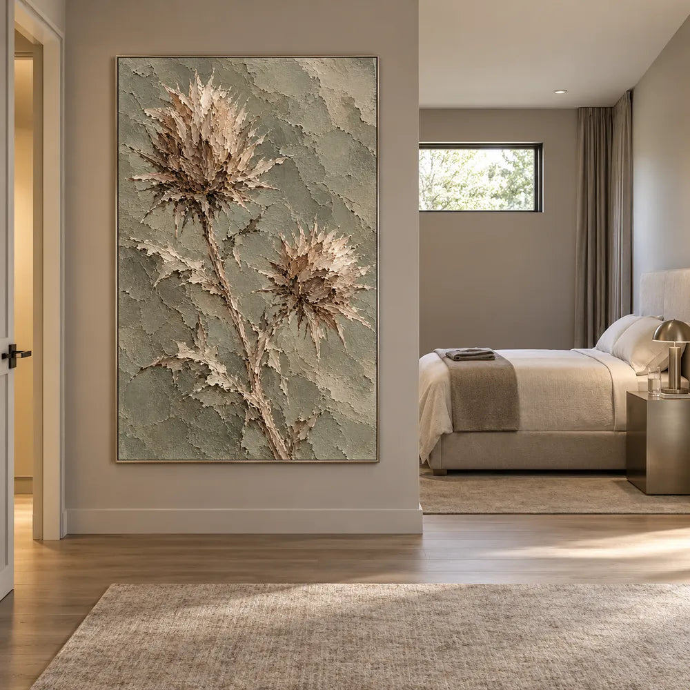 Sage Hand-Painted Botanical Painting, Two Spiky Seed Heads #VCDVWJAC