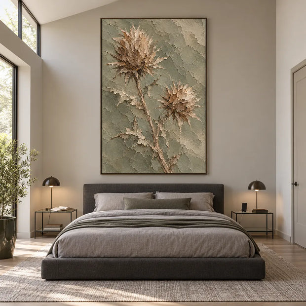 Sage Hand-Painted Botanical Painting, Two Spiky Seed Heads #VCDVWJAC