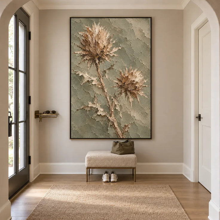 Sage Hand-Painted Botanical Painting, Two Spiky Seed Heads #VCDVWJAC