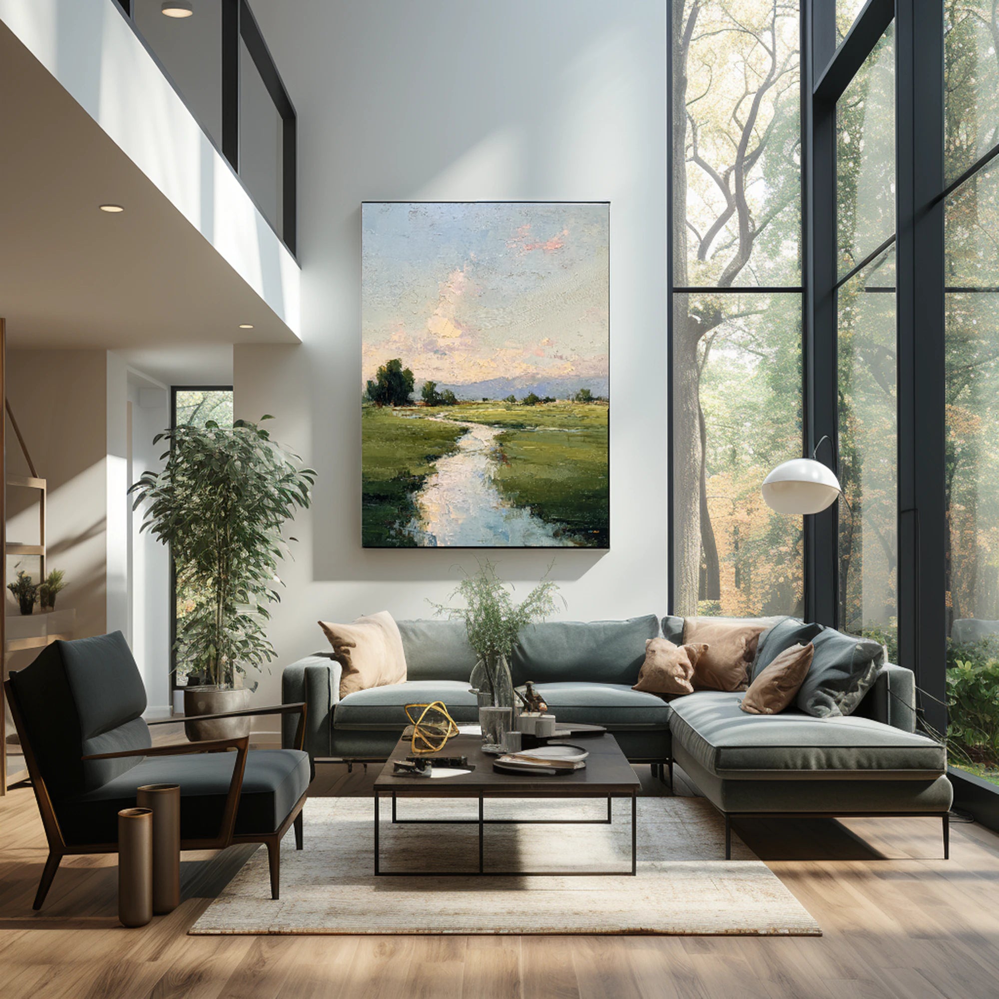 Serene River Field Wall Art #FJ593