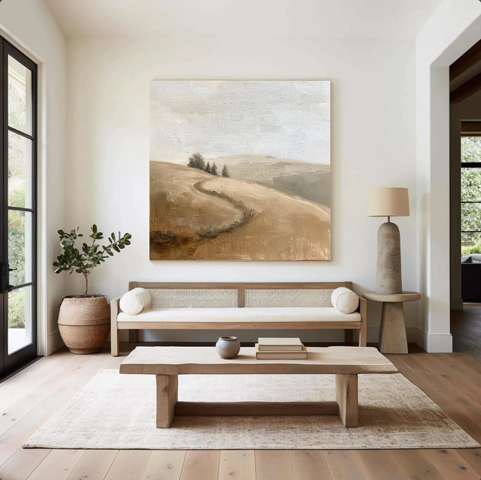 Original Neutral Landscape Oil Painting, Hand-painted #FT525