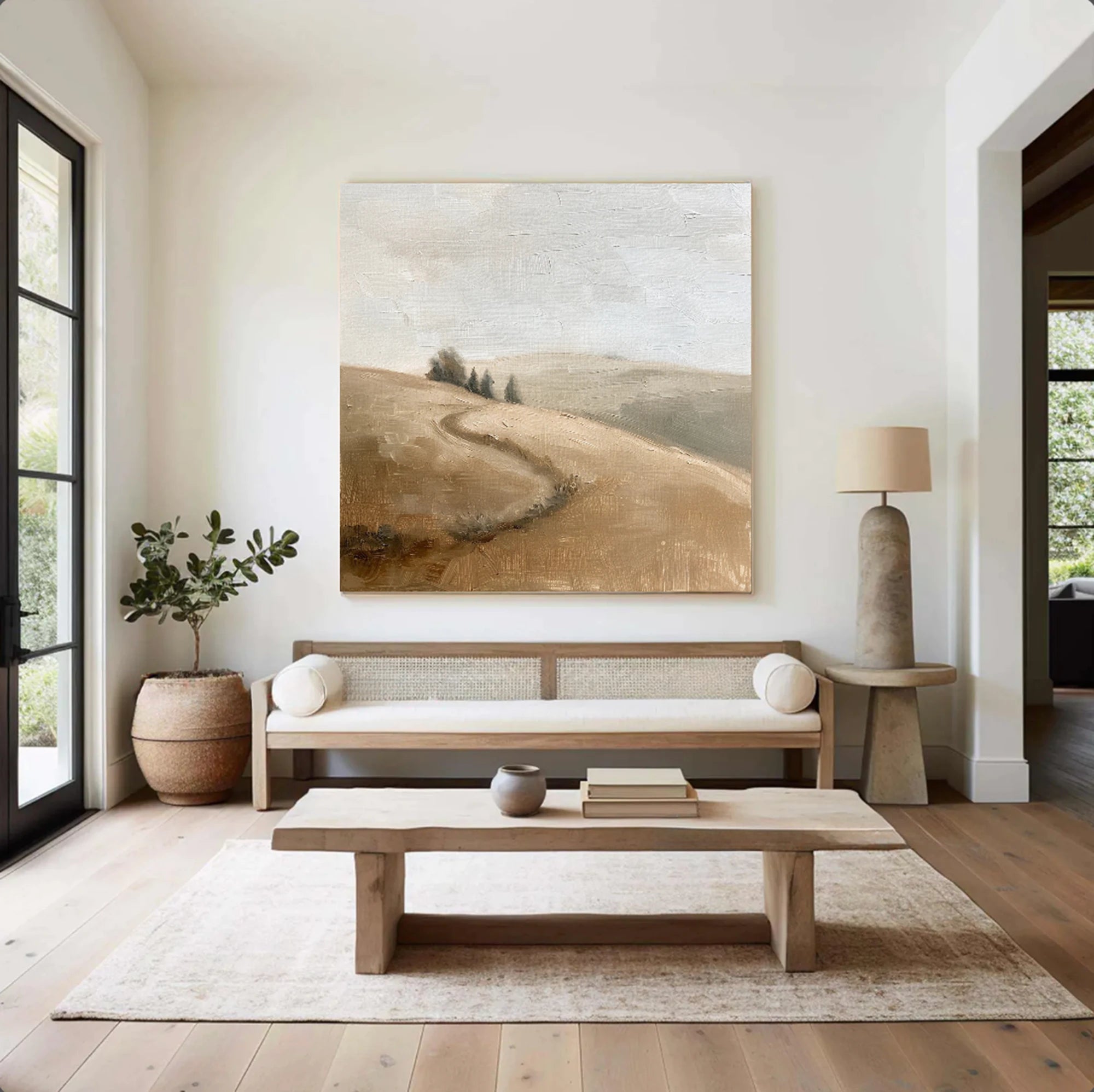 Original Neutral Landscape Oil Painting, Hand-painted #FT525