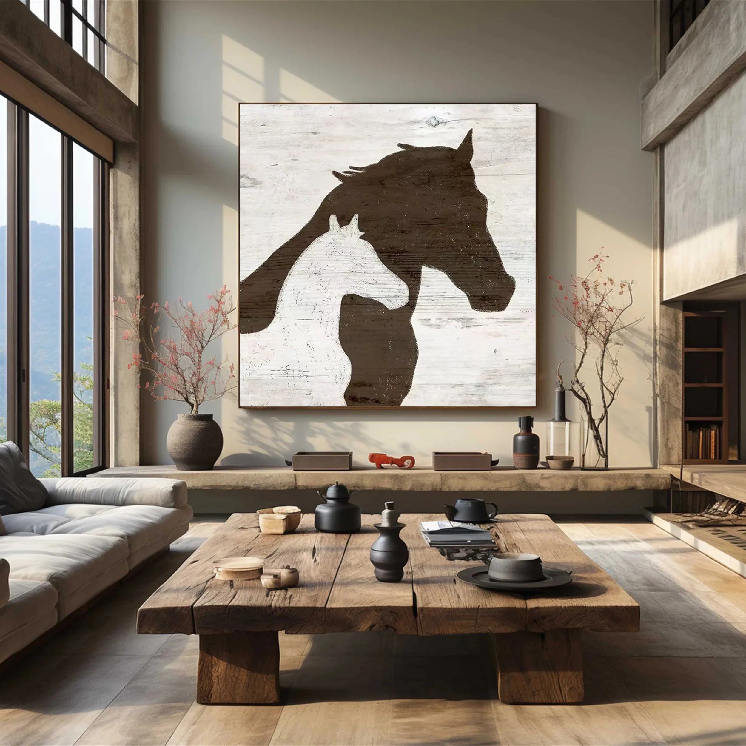 White Horse Abstract Animal Wall Art #AM028