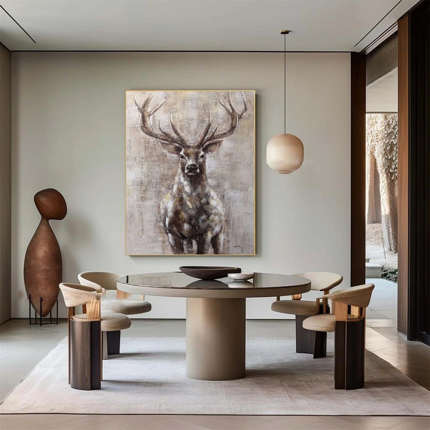 Beige and Brown Abstract Animal Wall Art #AM069