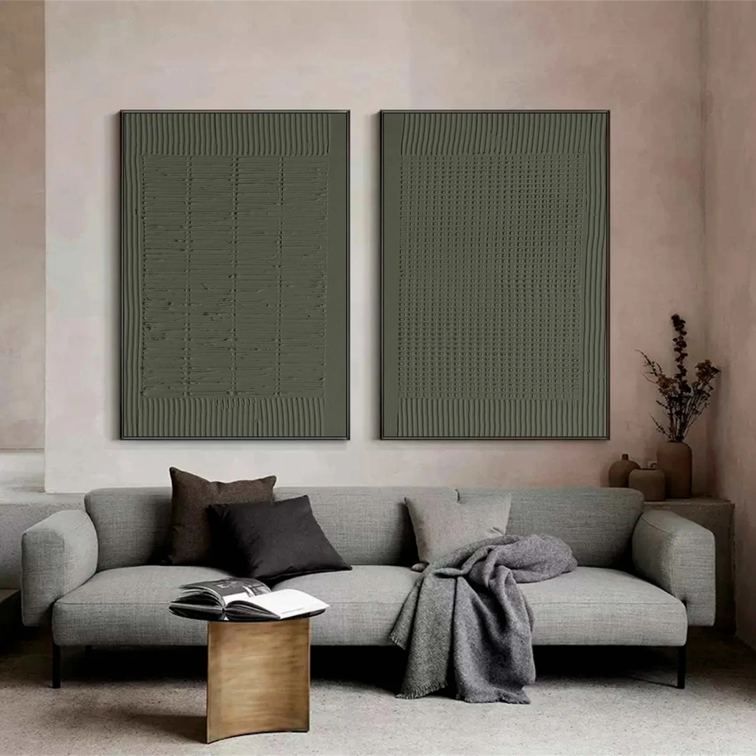 Green Texture Art Set of 2 #GT015
