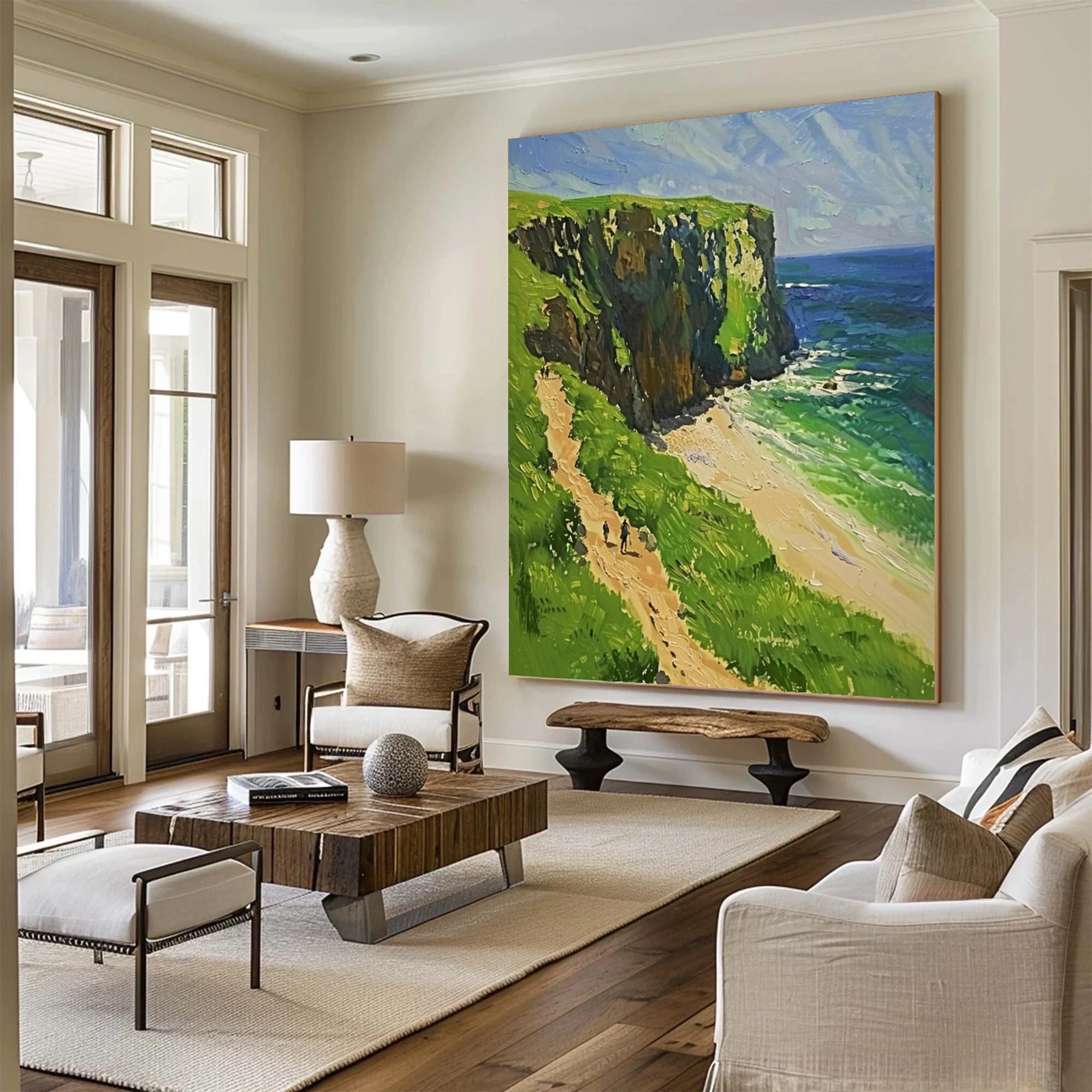 Coastal Cliff Path Hand-Painted Oil Painting #FJ678