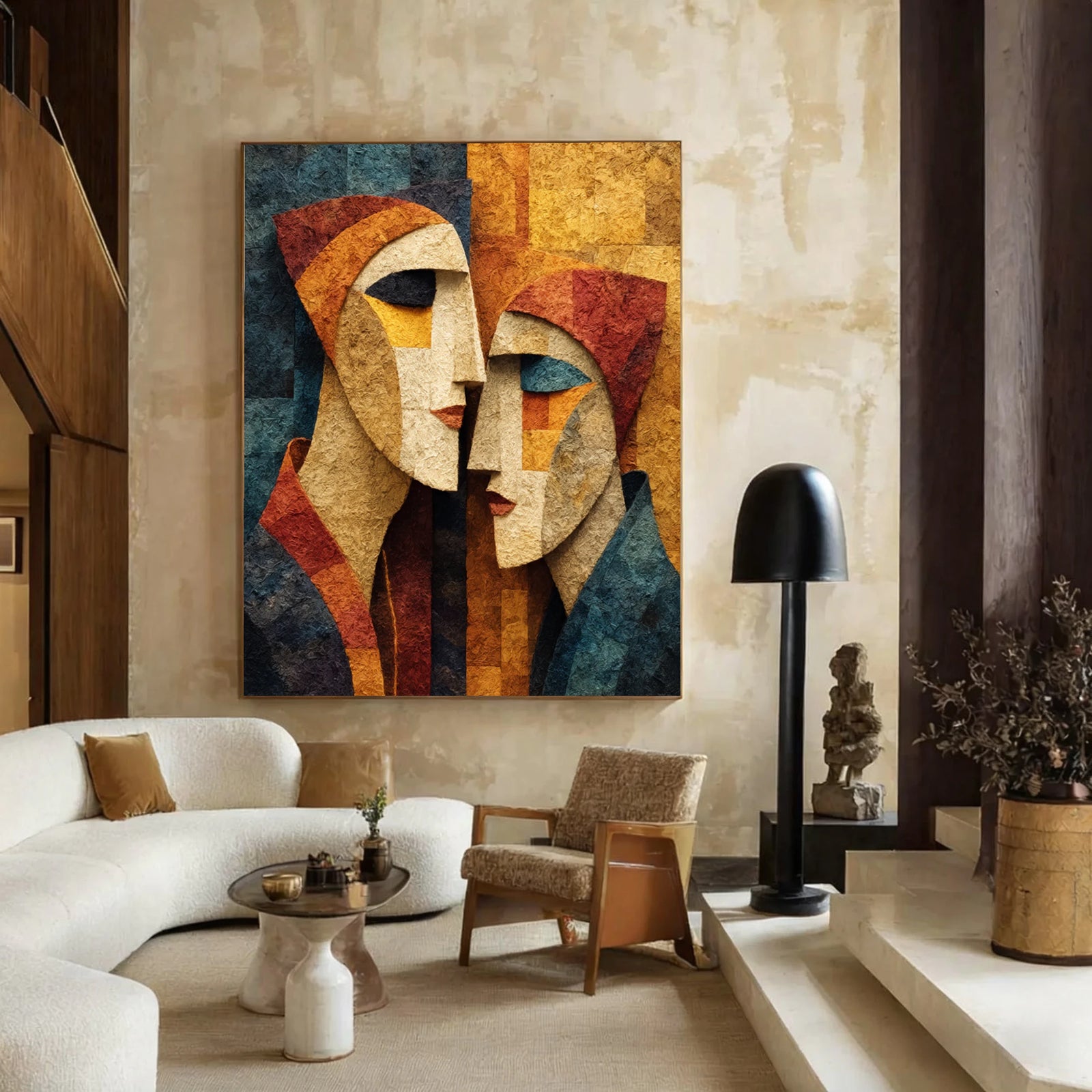 Abstract Cubist Faces Oil Painting | Hand-Painted Modern Art #WA519