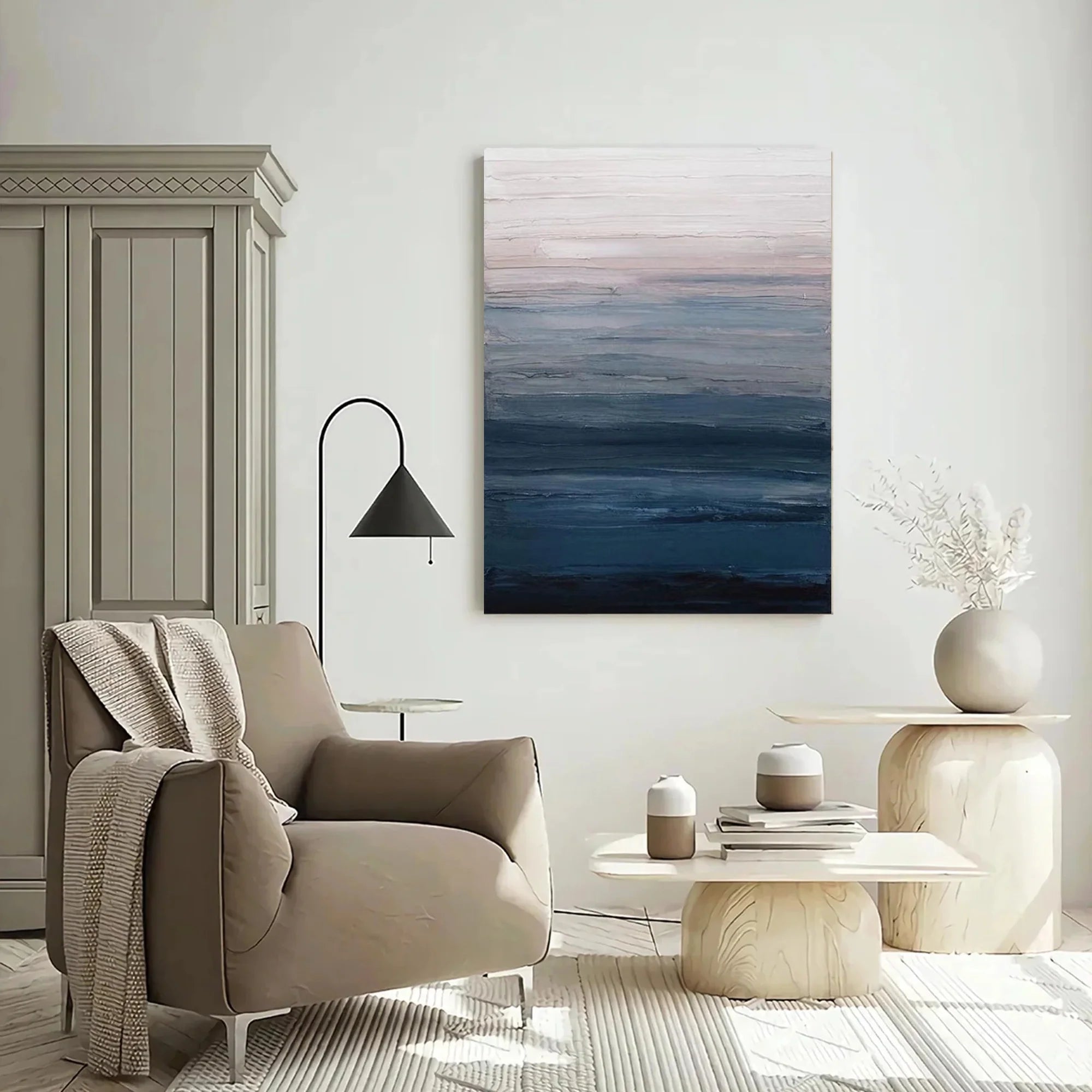 Original Blue Ocean Abstract Oil Painting #MZ354