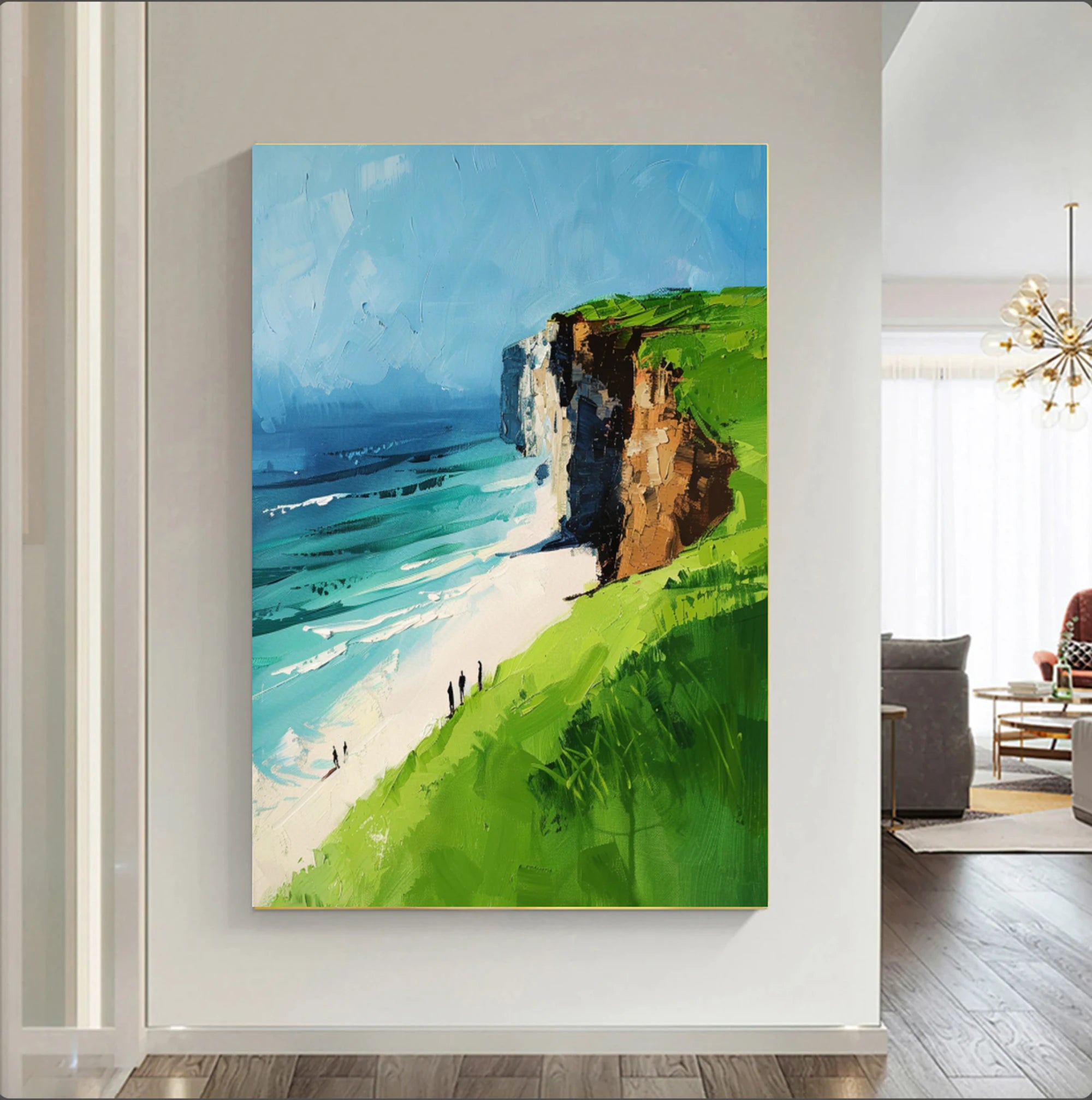 Cliffside Beach Abstract Oil Painting #SK616