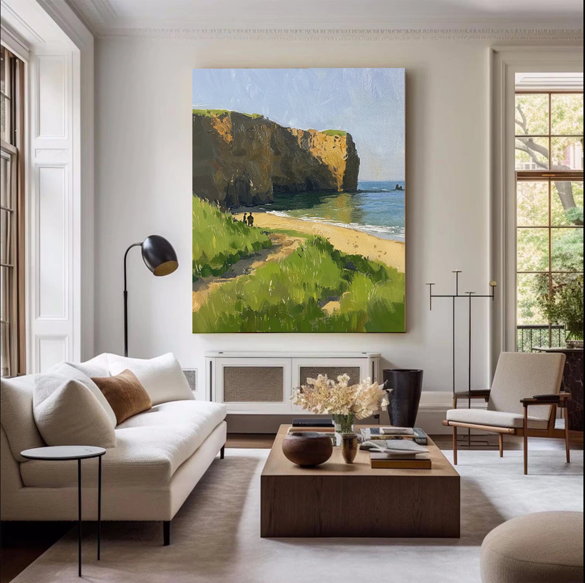Coastal Cliff Hand-Painted Oil Painting #FJ634