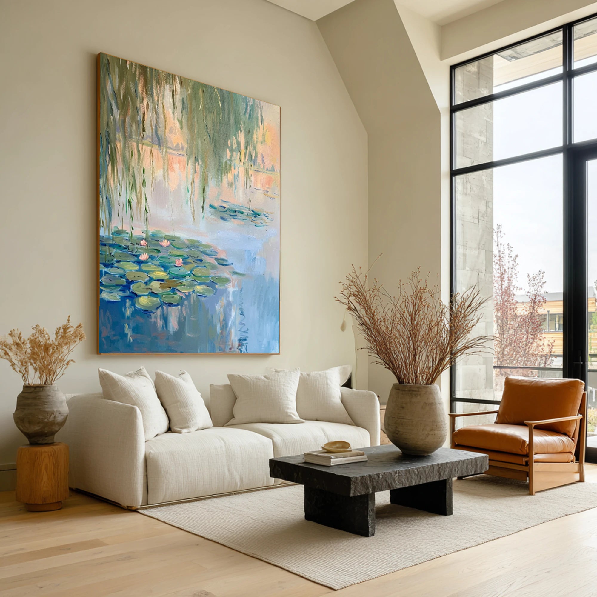 Monet-inspired Water Lilies Hand-Painted Oil Painting #FJ635