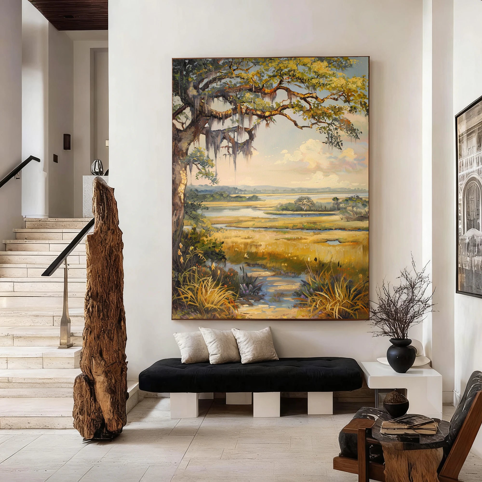 Original Hand-Painted Southern Oak Landscape Oil Painting #FJ636