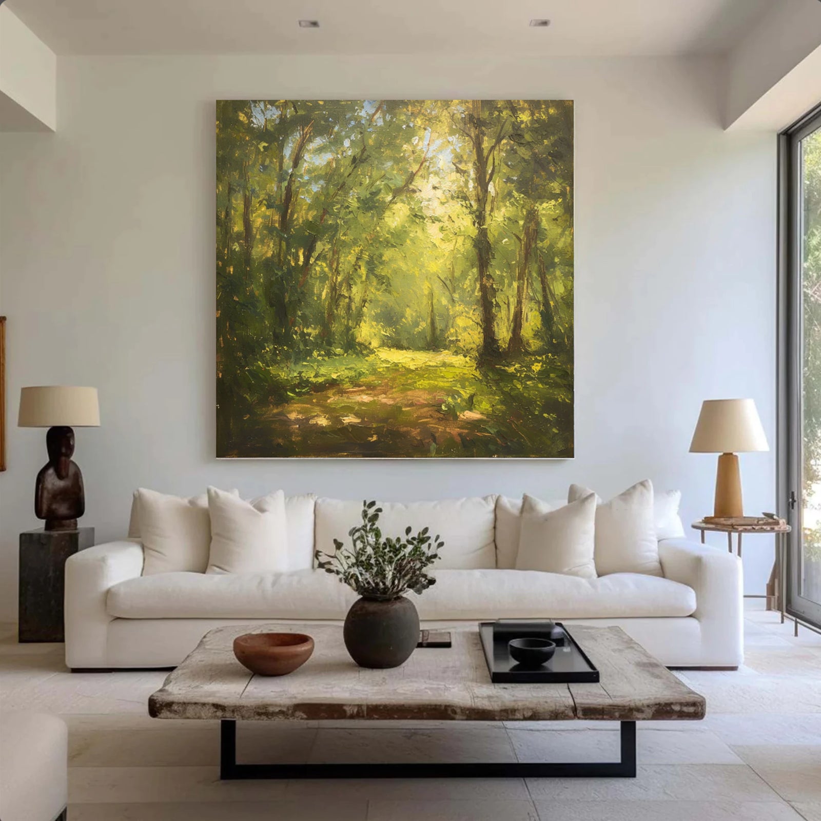 Hand-Painted Forest Light Oil Painting #FT524