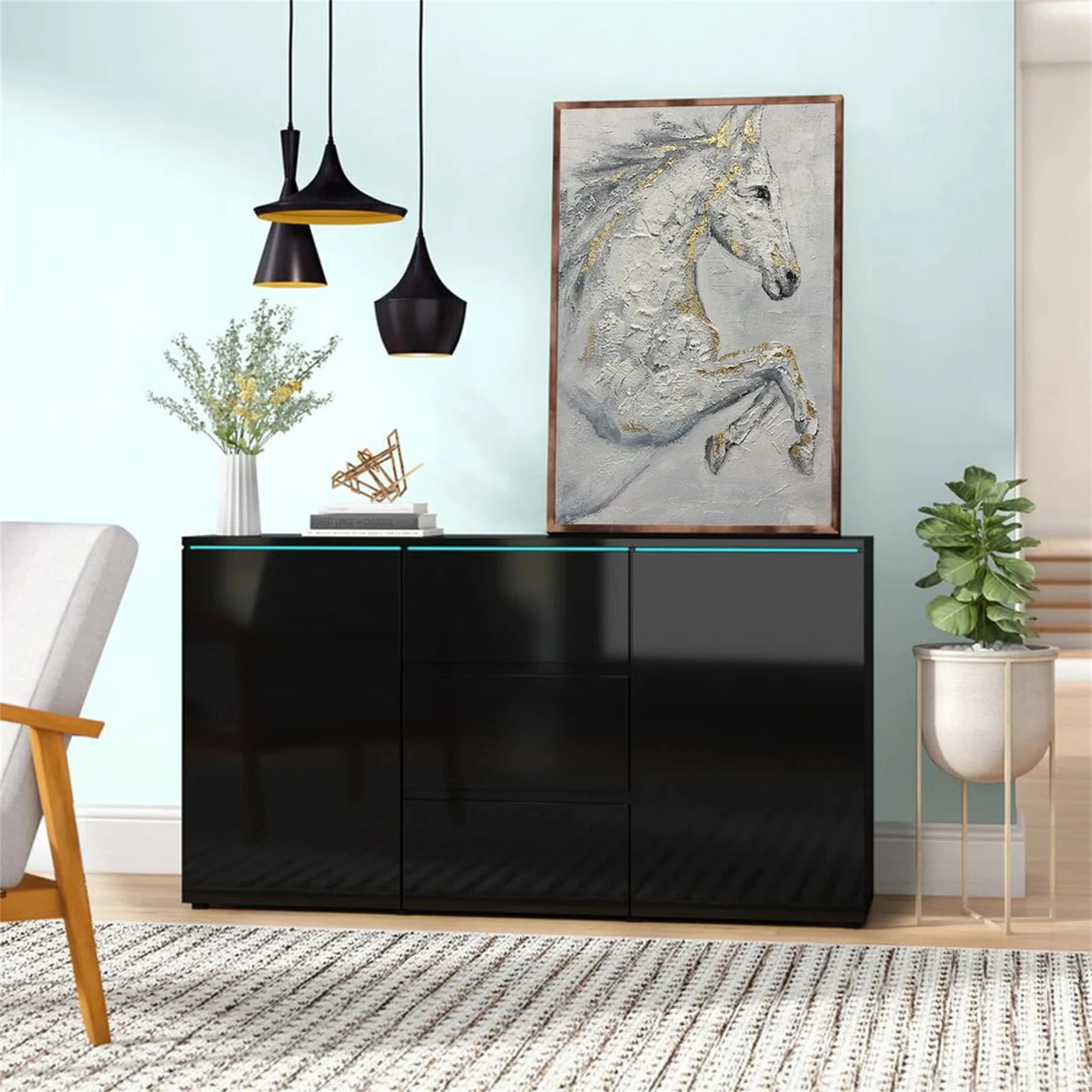 White Horse Abstract Animal Wall Art #AM002