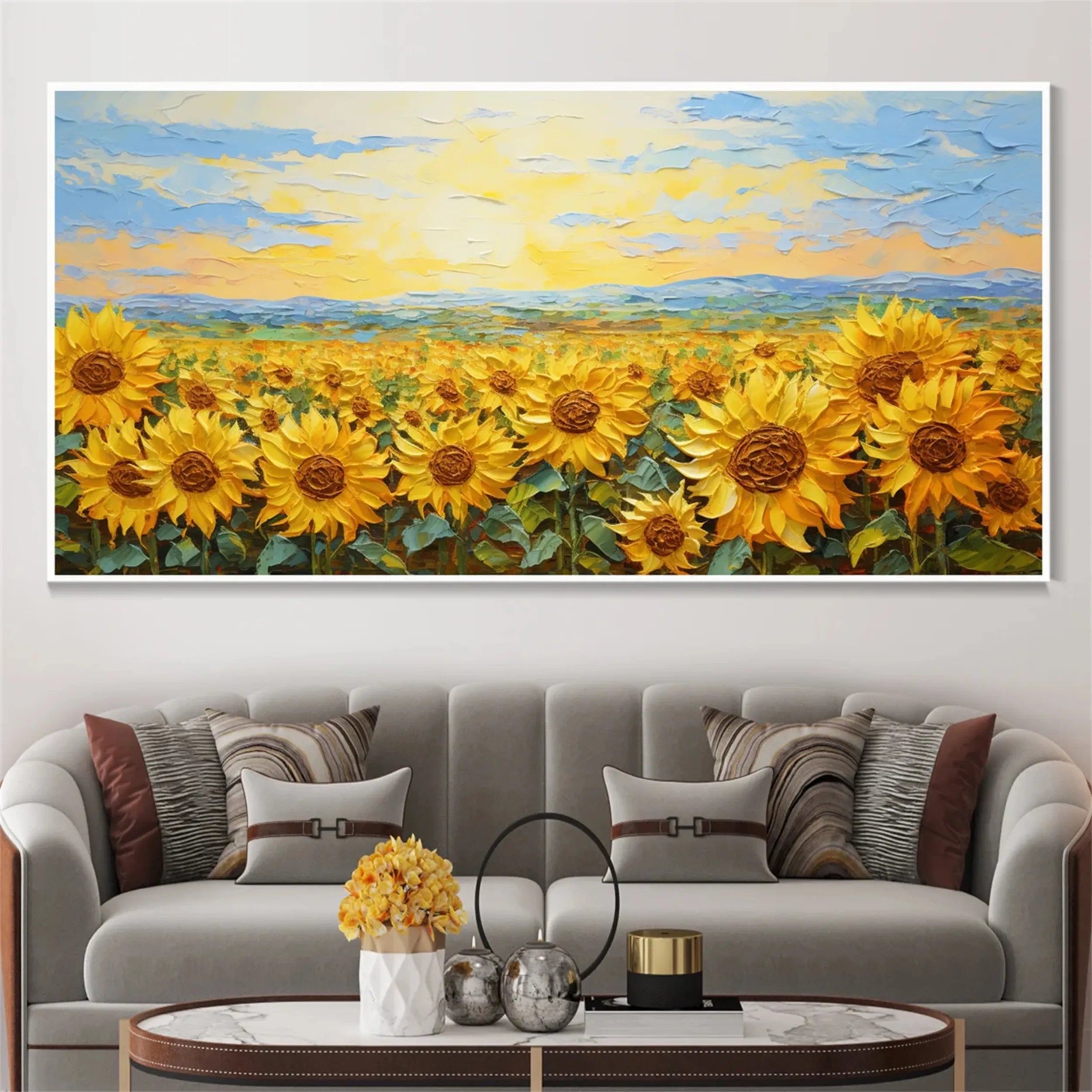 Colorful Flower & Tree Abstract Textured Wall Art #FT033