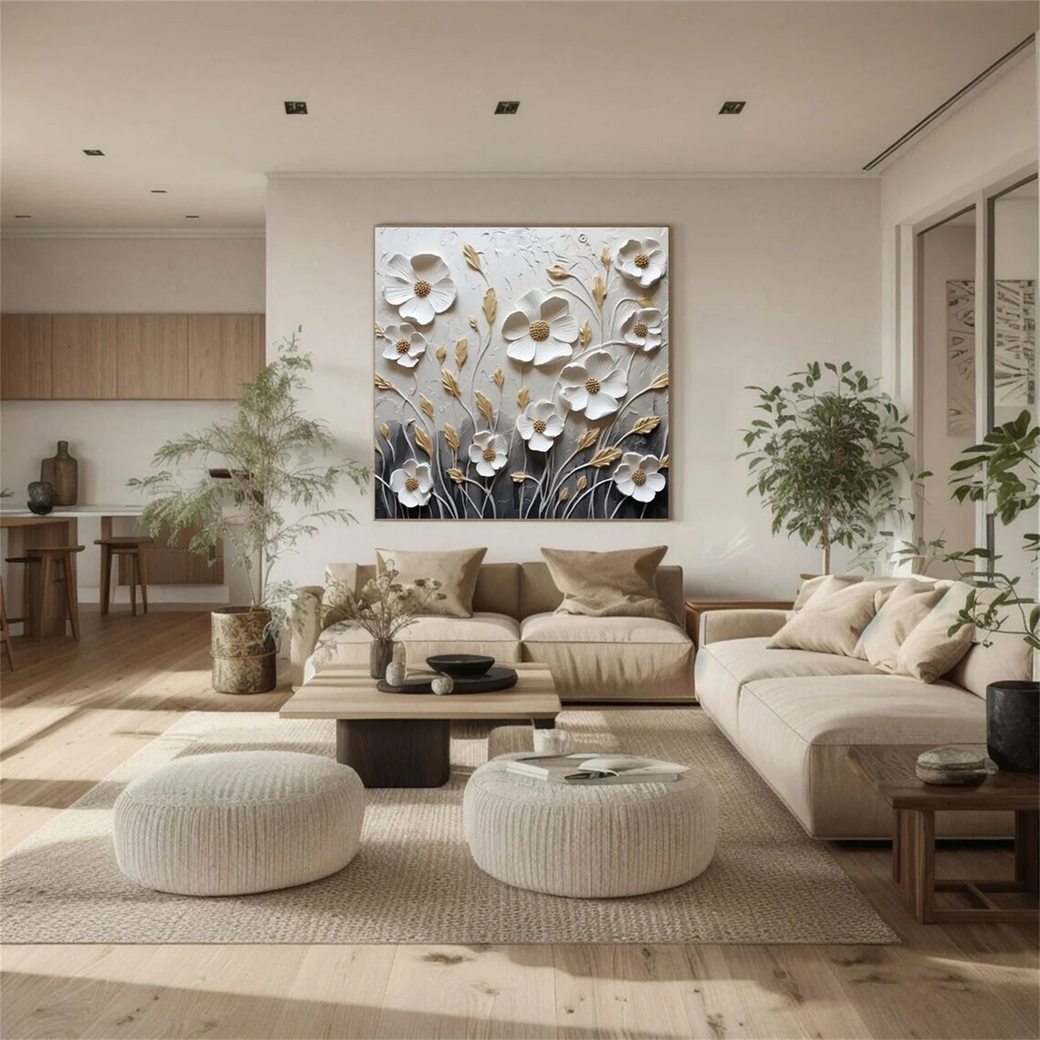 Flower & Tree Abstract Textured Wall Art #FT043