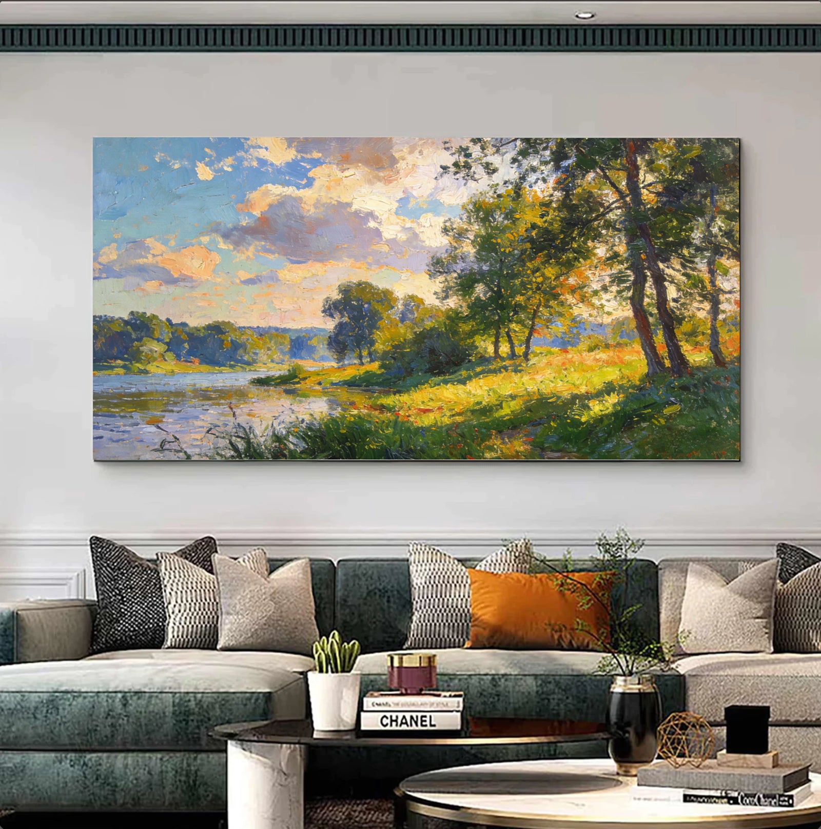 Impressionist River Landscape Oil Painting #FT598