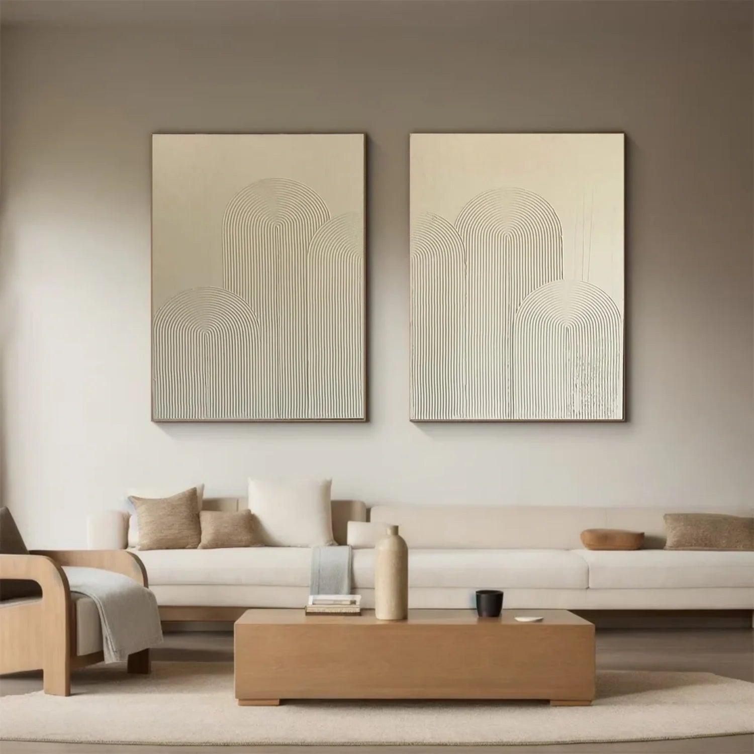 Beige Minimalist Textured Art Set of 2 #MD202
