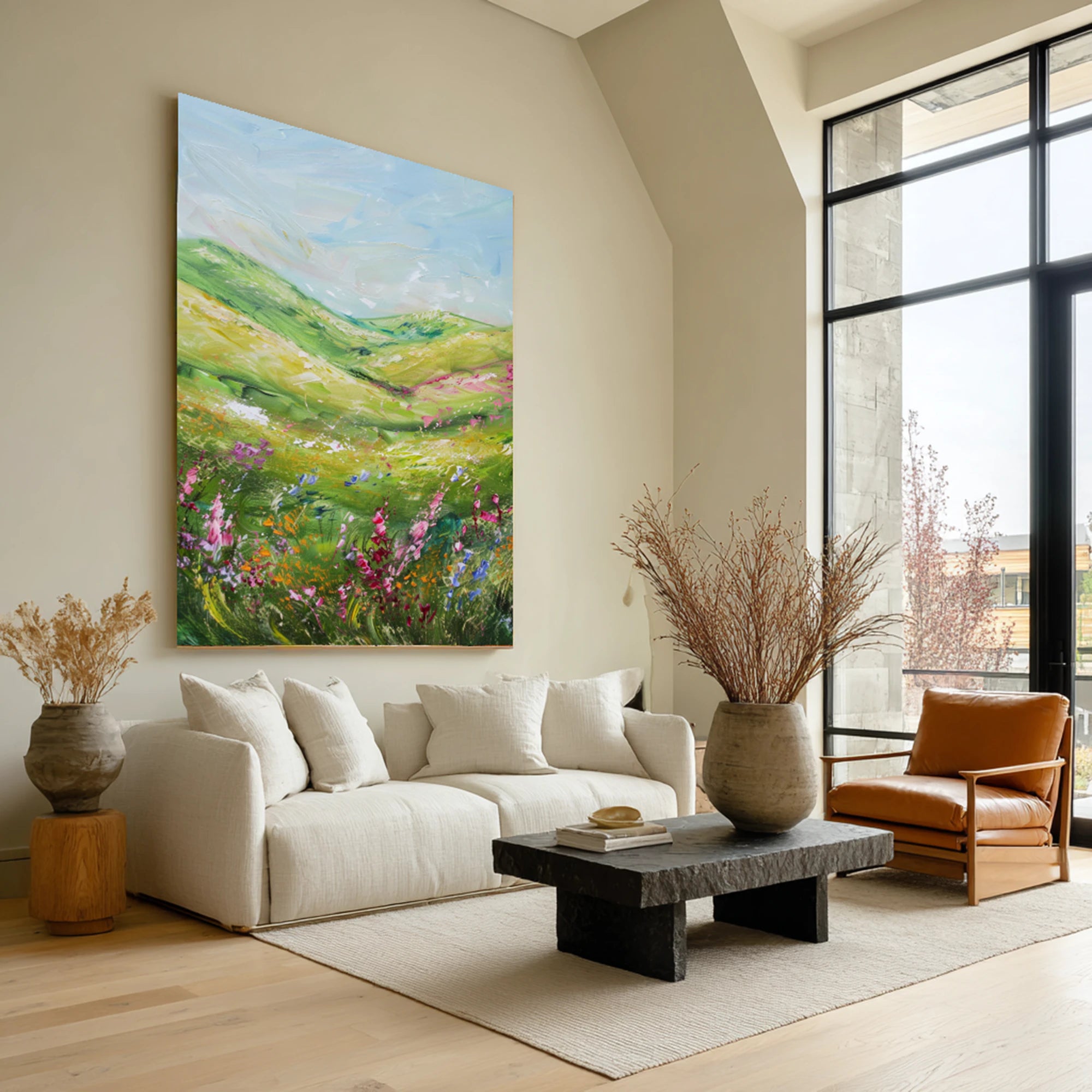 Colorful Wildflower Field Original Oil Art #FJ677