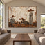Ivory & Brown Hand-Painted Oil Painting, Women in Wide-Brimmed Hats Wall Art #2L8TWKQ1