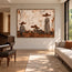 Ivory & Brown Hand-Painted Oil Painting, Women in Wide-Brimmed Hats Wall Art #2L8TWKQ1