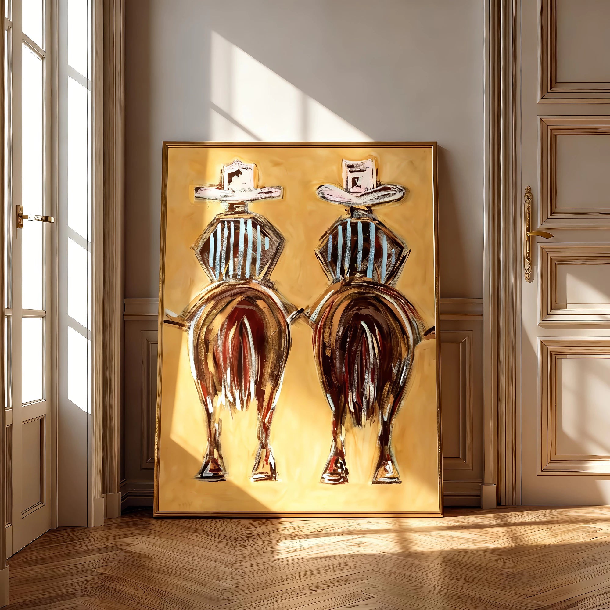 Western Dual Riders Back View Oil Painting #AB316
