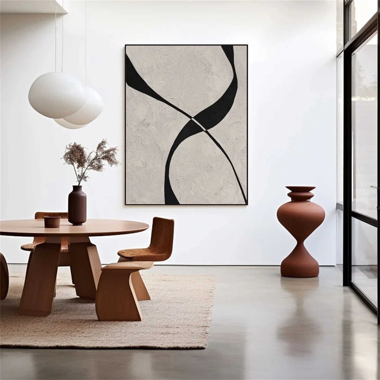 Beige & Black Abstract Textured Painting #WA478
