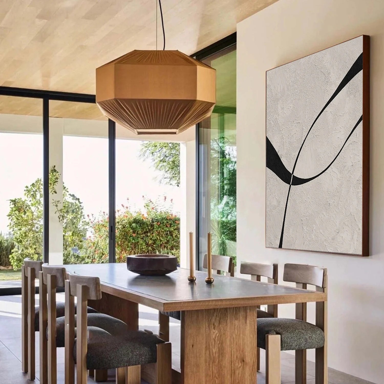 Beige & Black Abstract Textured Painting #WA479