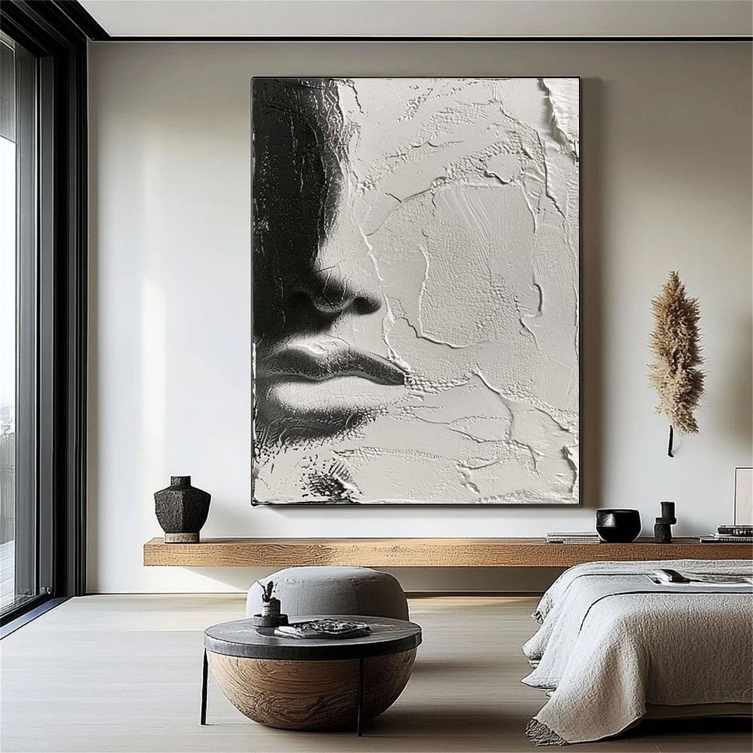 Abstract Portrait Black and White Painting #AB035
