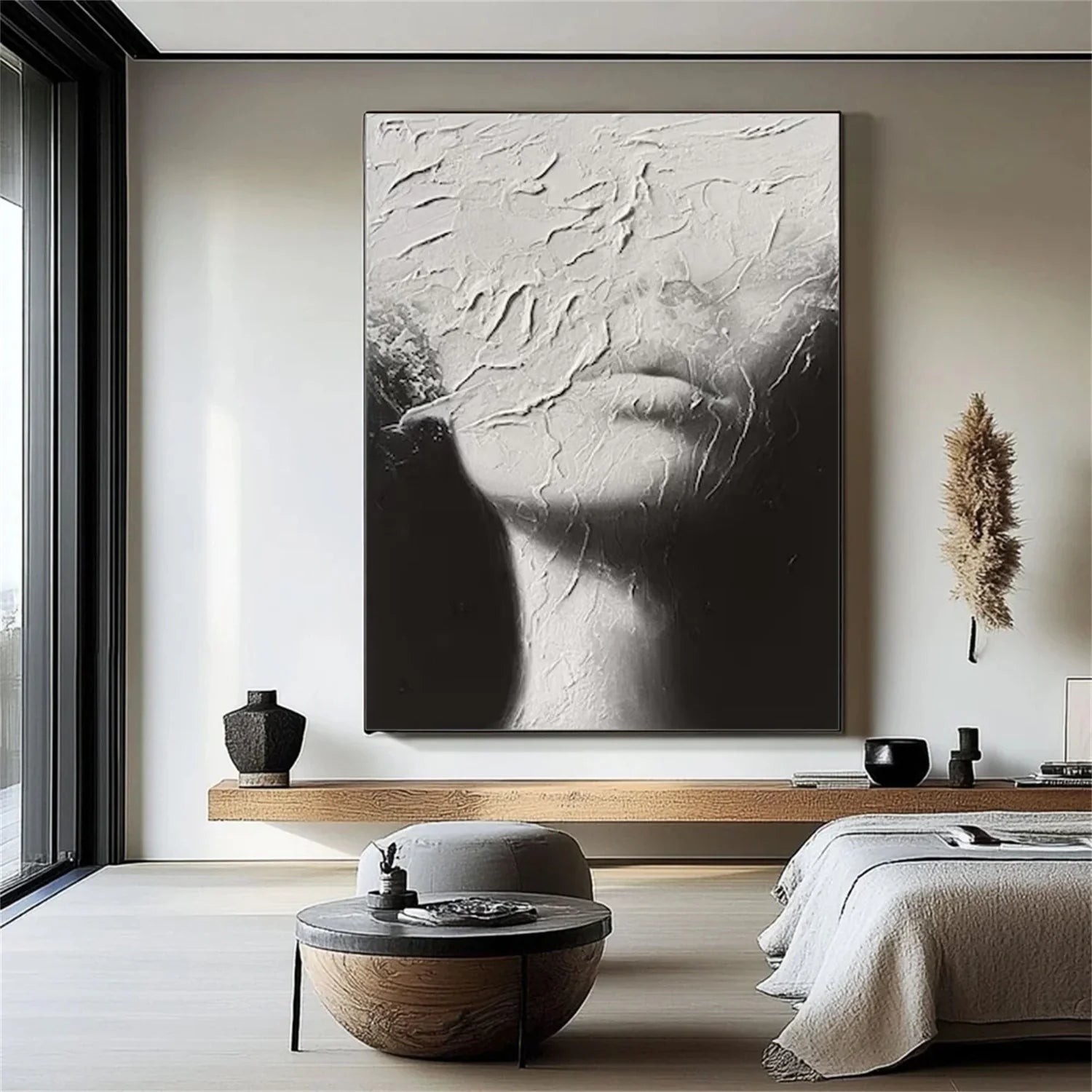 Abstract Portrait Black and White Painting #AB036