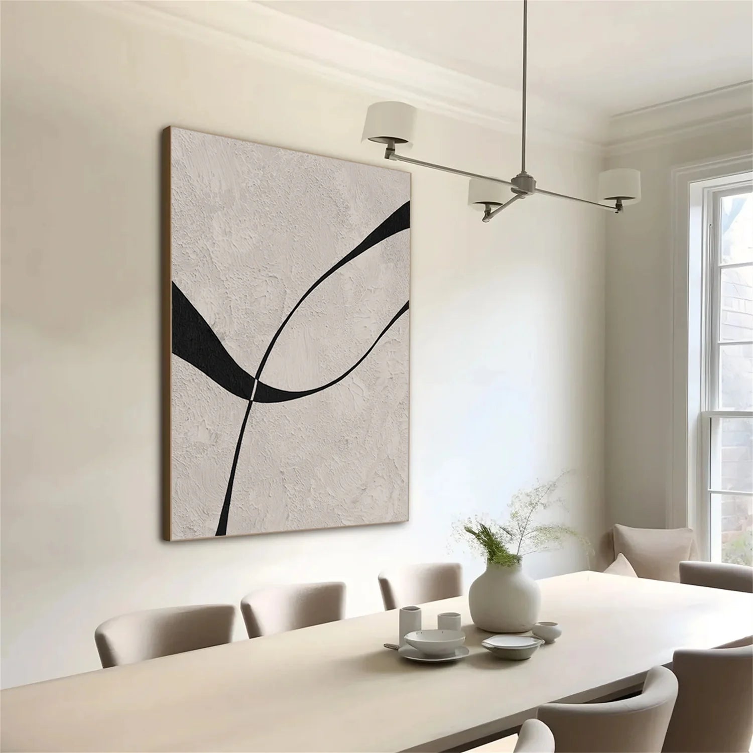 Beige & Black Abstract Textured Painting #WA479