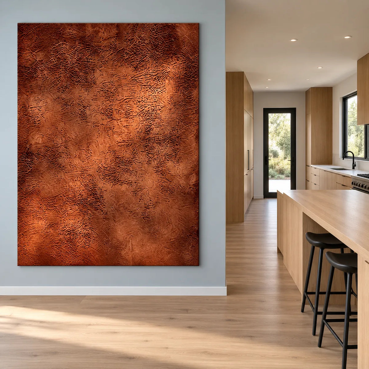 Copper Brown Hand-Painted Oil Painting, Interwoven Abstract Wall Art #35Y5KWIP