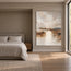 Cream & Taupe Hand-Painted Oil Painting, Misty Waterside Landscape Wall Art #XAOF0PMW