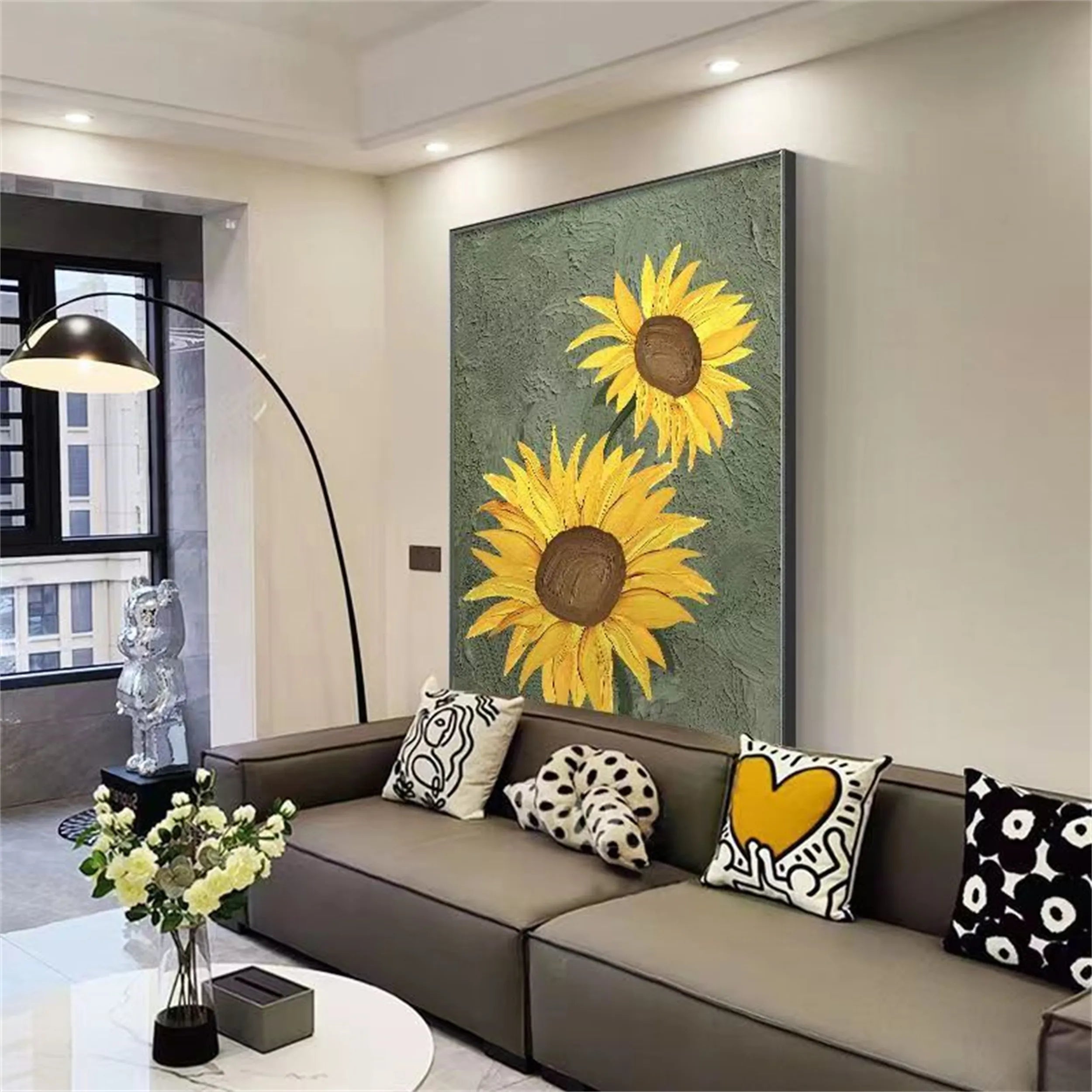 Colorful Flower & Tree Abstract Textured Wall Art #FT013