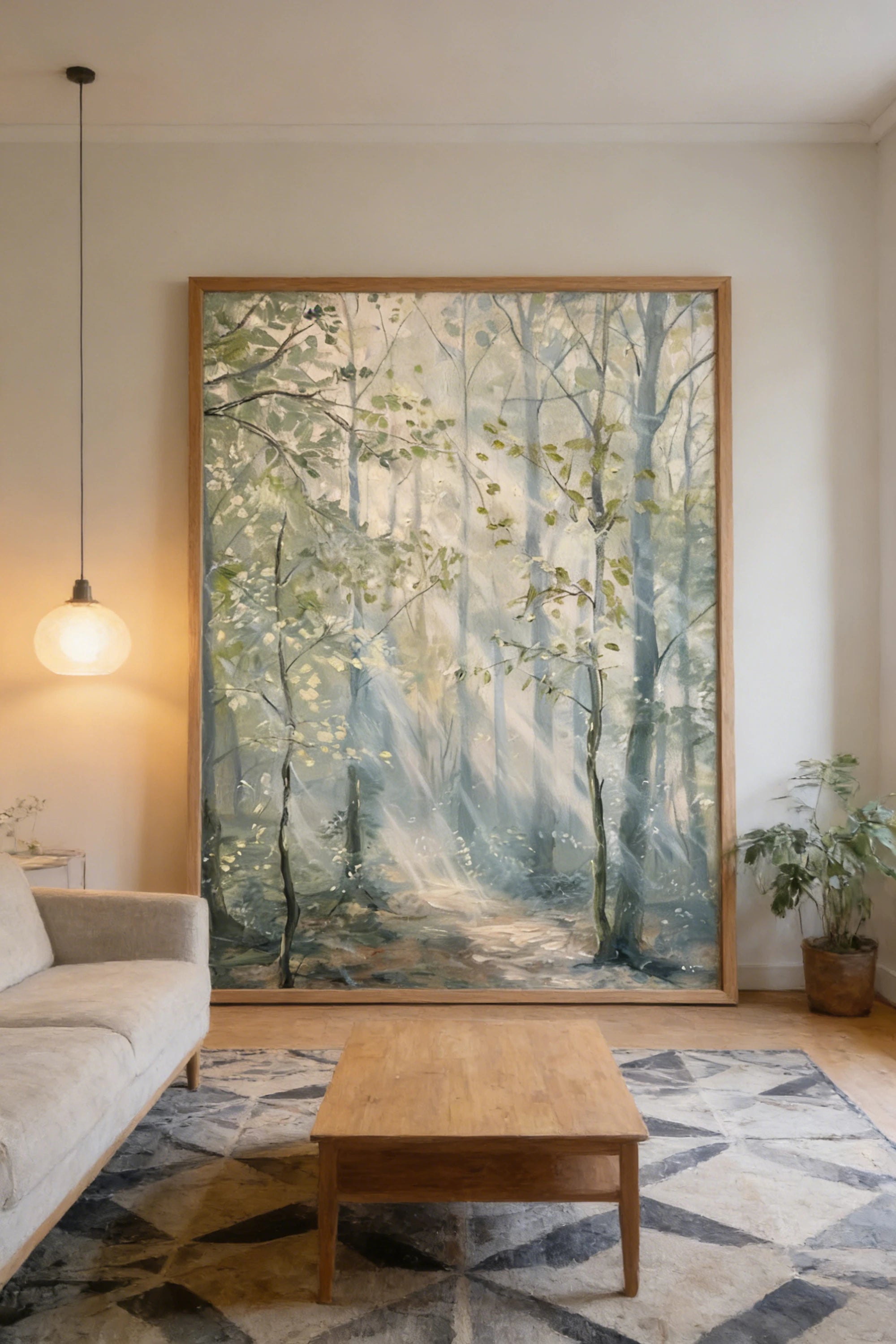 Sunlit Forest Path Hand-Painted Oil Painting #FJ669