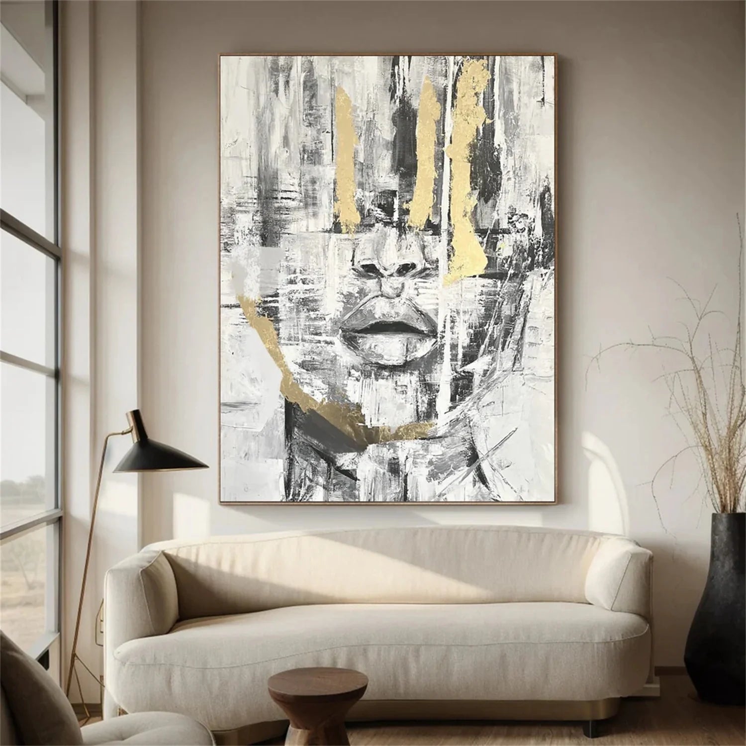 Abstract Portrait Black and White Painting #AB023