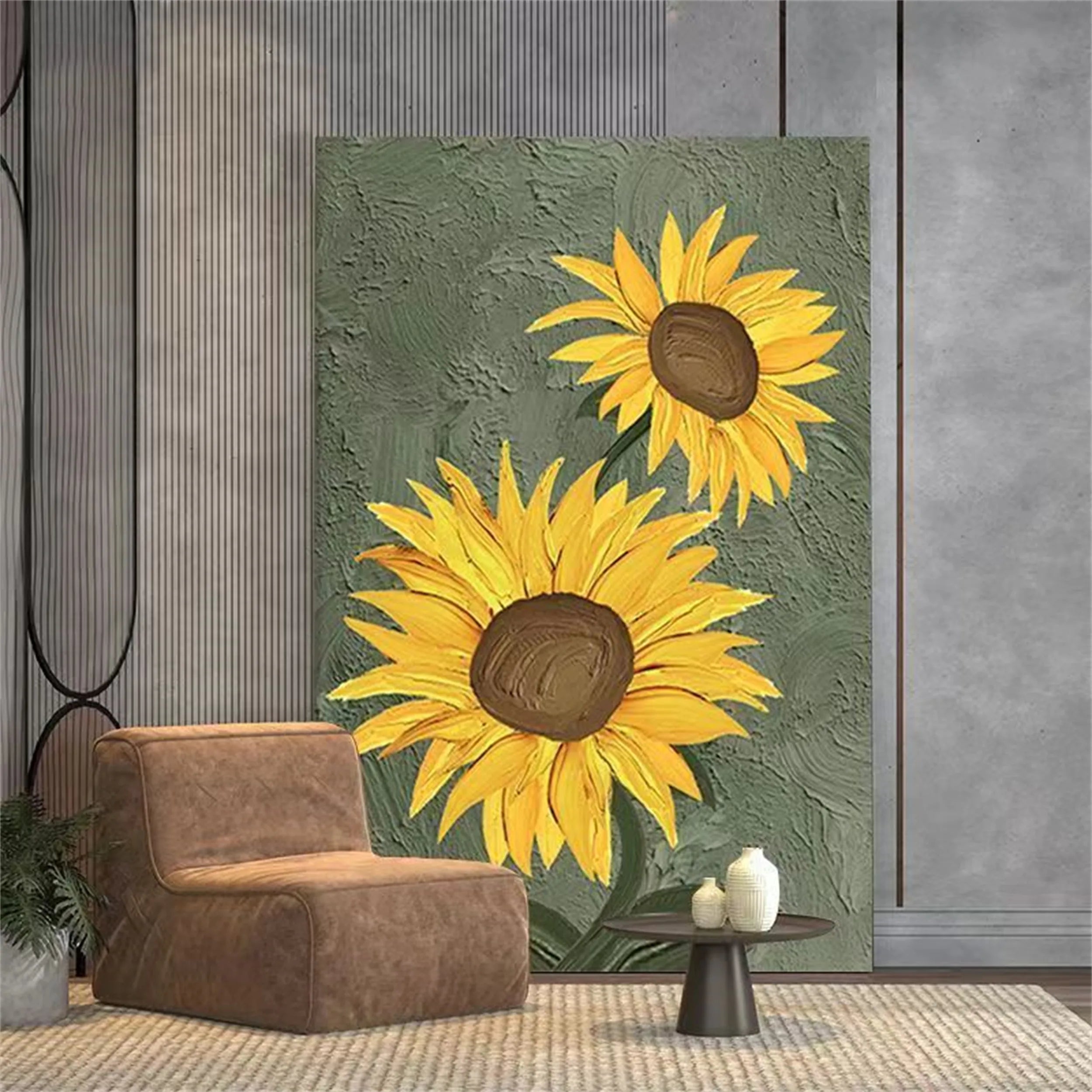 Colorful Flower & Tree Abstract Textured Wall Art #FT013