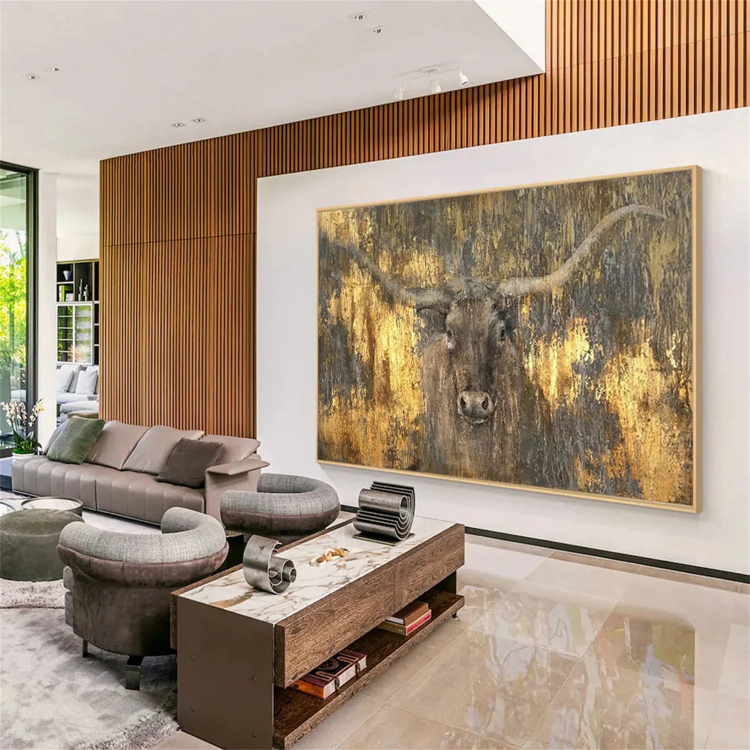 Gold and Brown Abstract Animal Wall Art #AM081