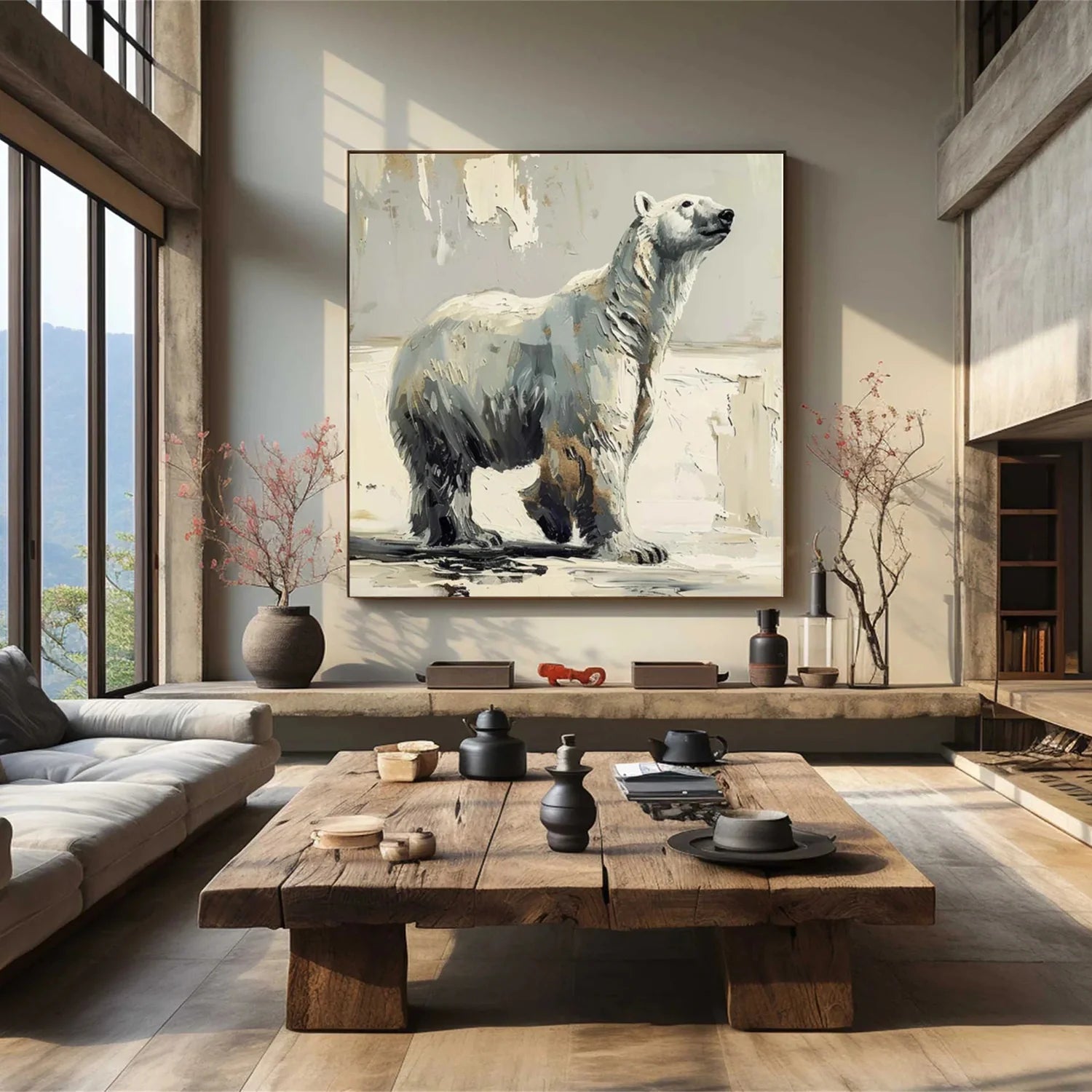 Beige and Grey Abstract Animal Wall Art #AM087