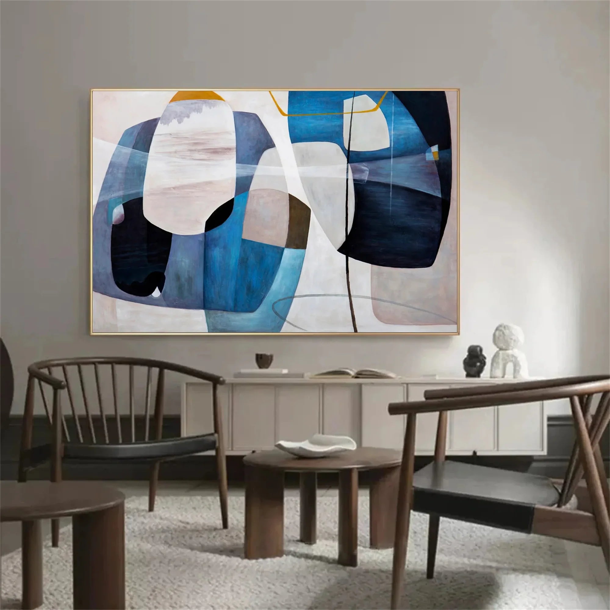 Neutral Style Soft Geometric Abstract Oil Painting #WA107
