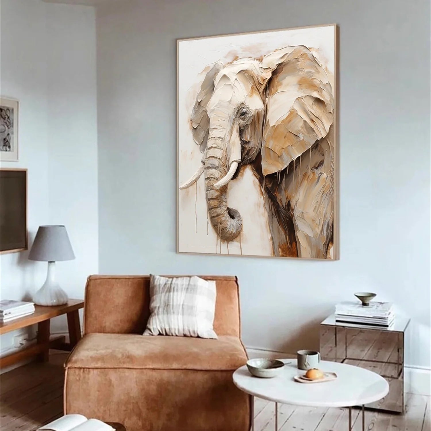 Beige and Brown Abstract Animal Wall Art #AM076