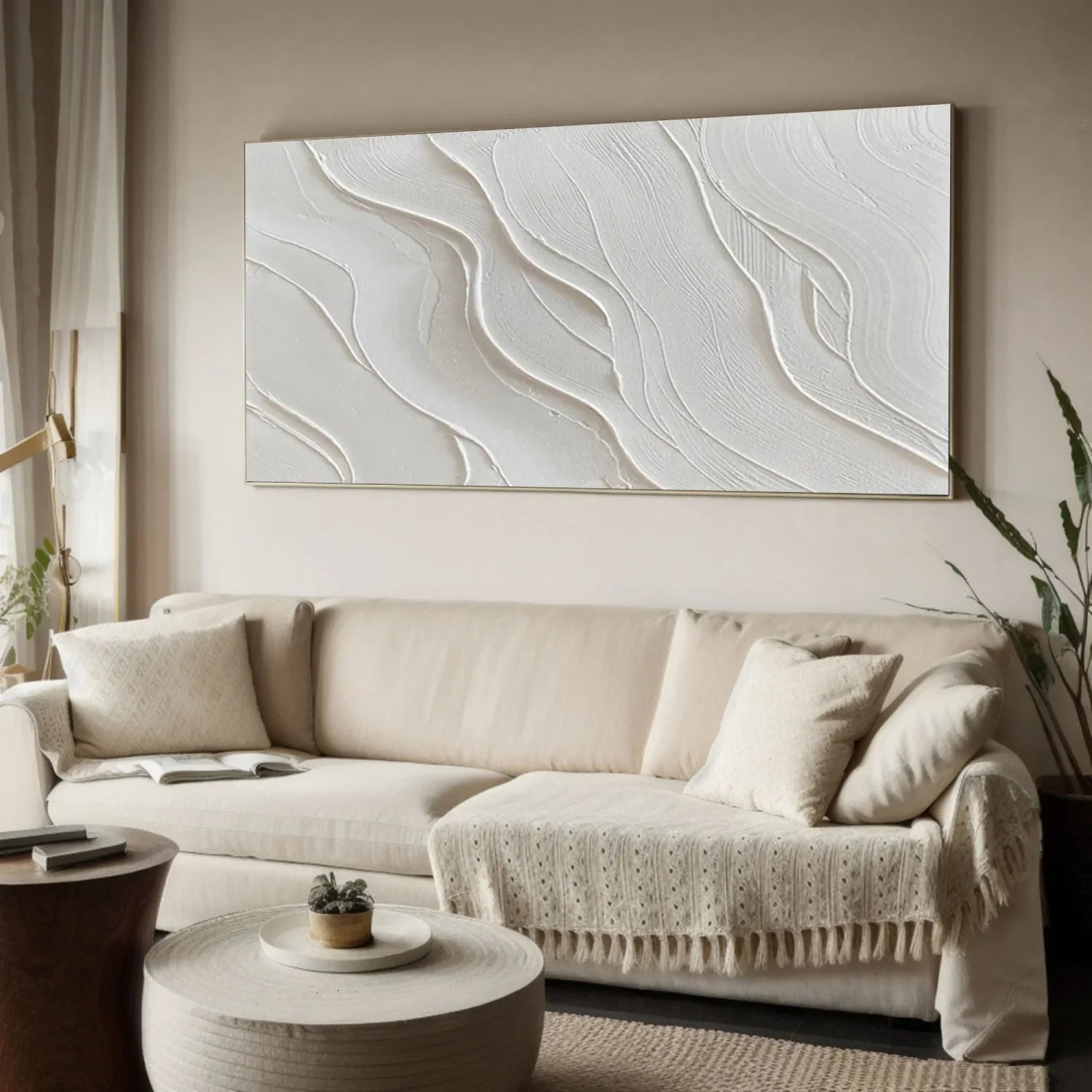 White Minimalistic Textured Art #MD225