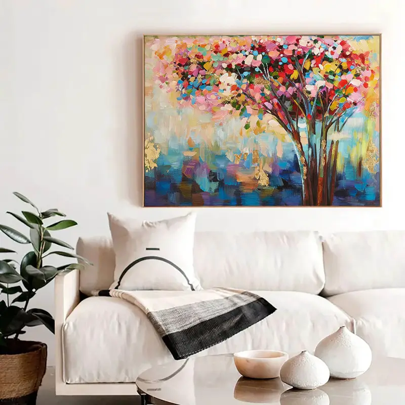 Colorful Flower & Tree Abstract  Wall Art #FT001
