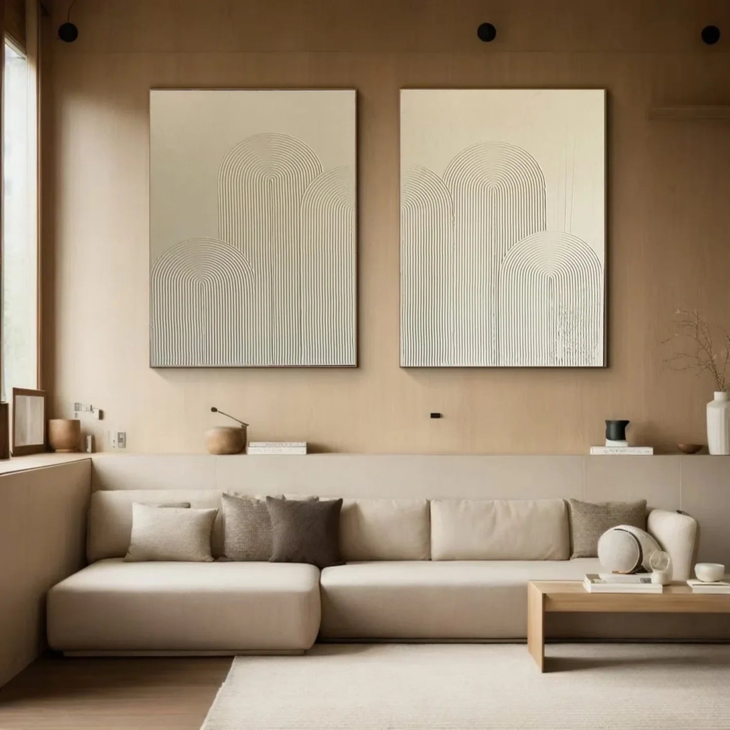 Beige Minimalist Textured Art Set of 2 #MD202