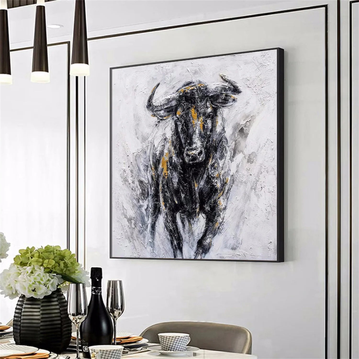 Black and White Abstract Animal Wall Art #AM053